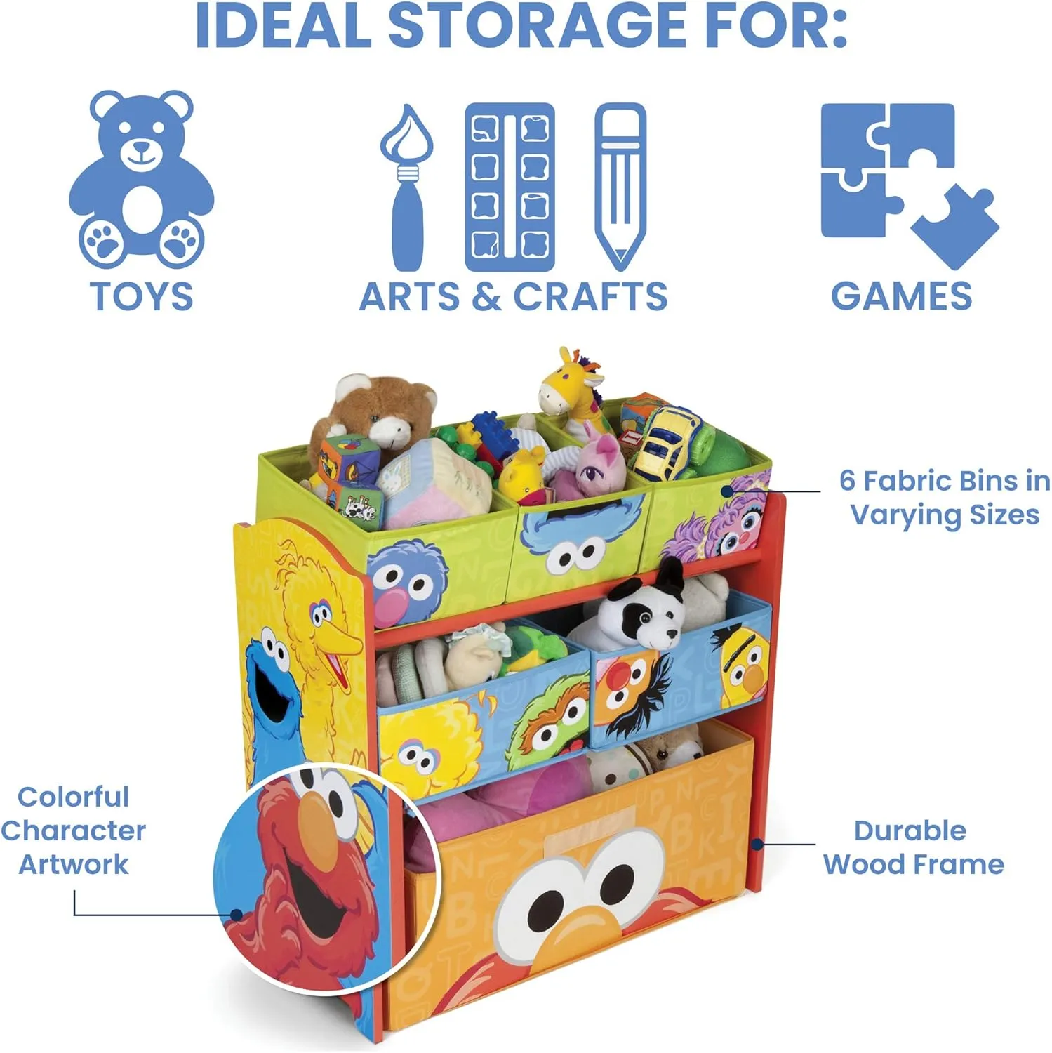 Sesame Street 6 Bin Design and Store Toy Organizer by Delta Children