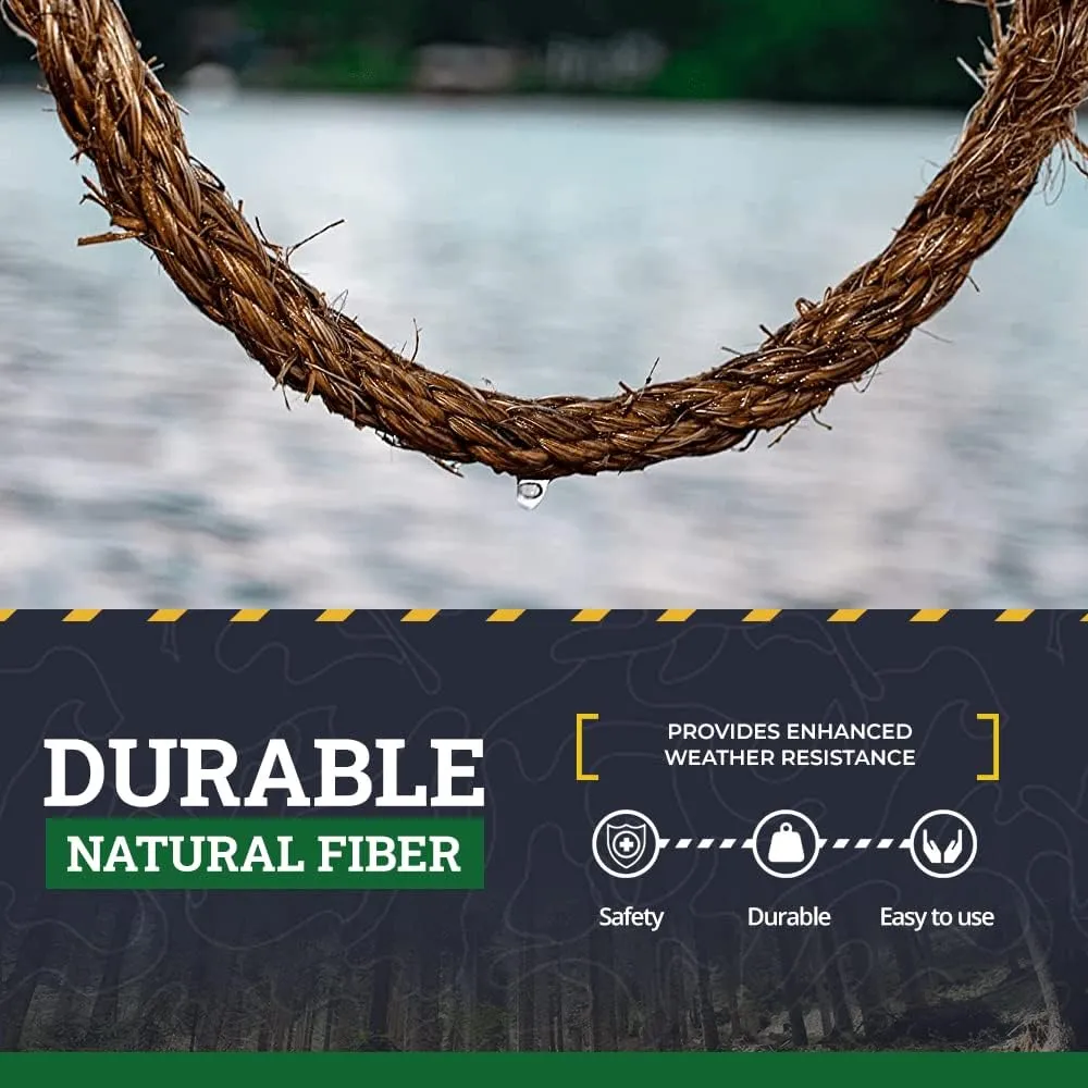 SGT KNOTS Twisted Manila Rope - Natural 3 Strand Fiber Hemp Rope for Indoor and Outdoor Use - Multipurpose Manila Rope for Crafts, DIY Projects, Home Decorating, Climbing - 1.25 in x 10 ft