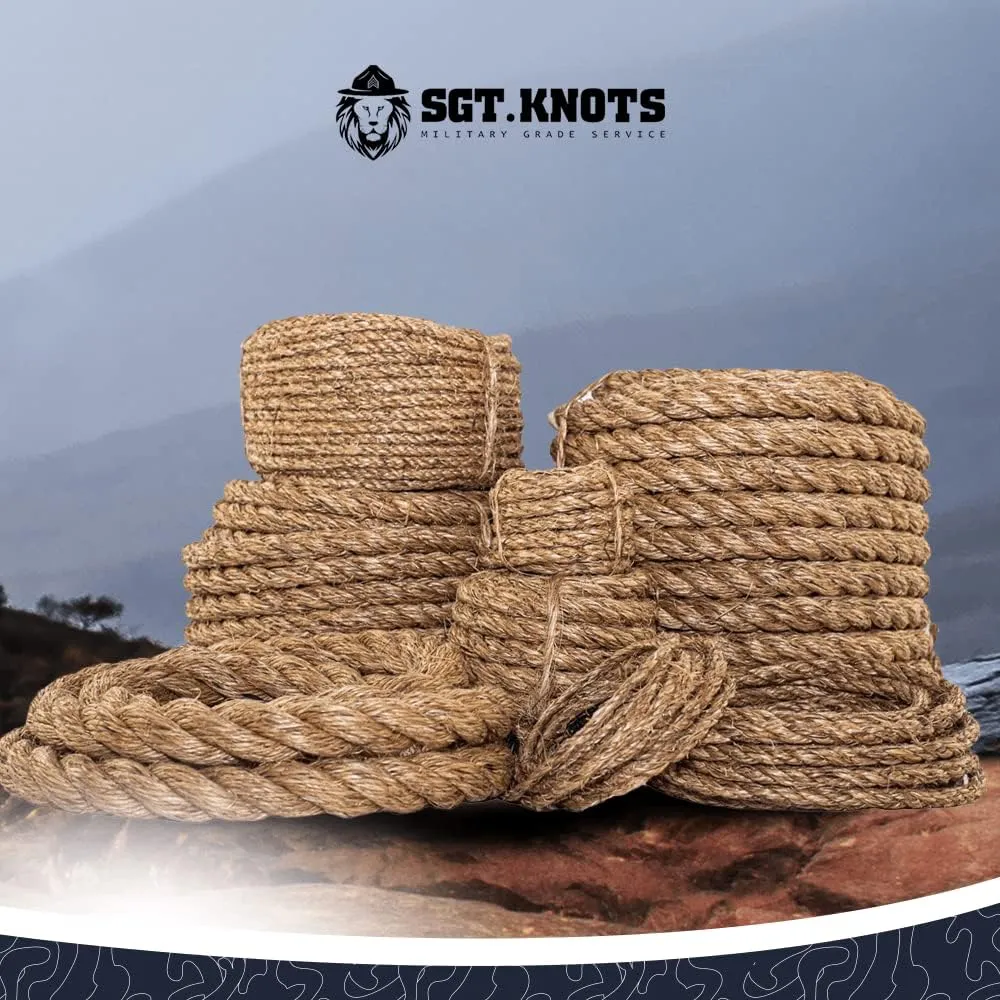 SGT KNOTS Twisted Manila Rope - Natural 3 Strand Fiber Hemp Rope for Indoor and Outdoor Use - Multipurpose Manila Rope for Crafts, DIY Projects, Home Decorating, Climbing - 1.25 in x 10 ft