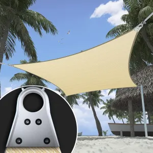 ShadeMart Heavy Duty 8' x 12' Beige Sun Shade Rectangle Shade Sail, Super Ring Canopy Awning Shades for Patio Carport Yard UV Blockage Commercial Grade 260 GSM, We Custom Size