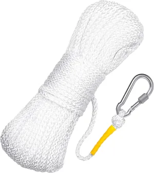 Shappy Water Floating Lifesaving Rope Dock Lines Boat Rope Braided Polypropylene Outdoor Throwing Lines for Life Preserver Ring Anchor Heaving Line with Spring Hook