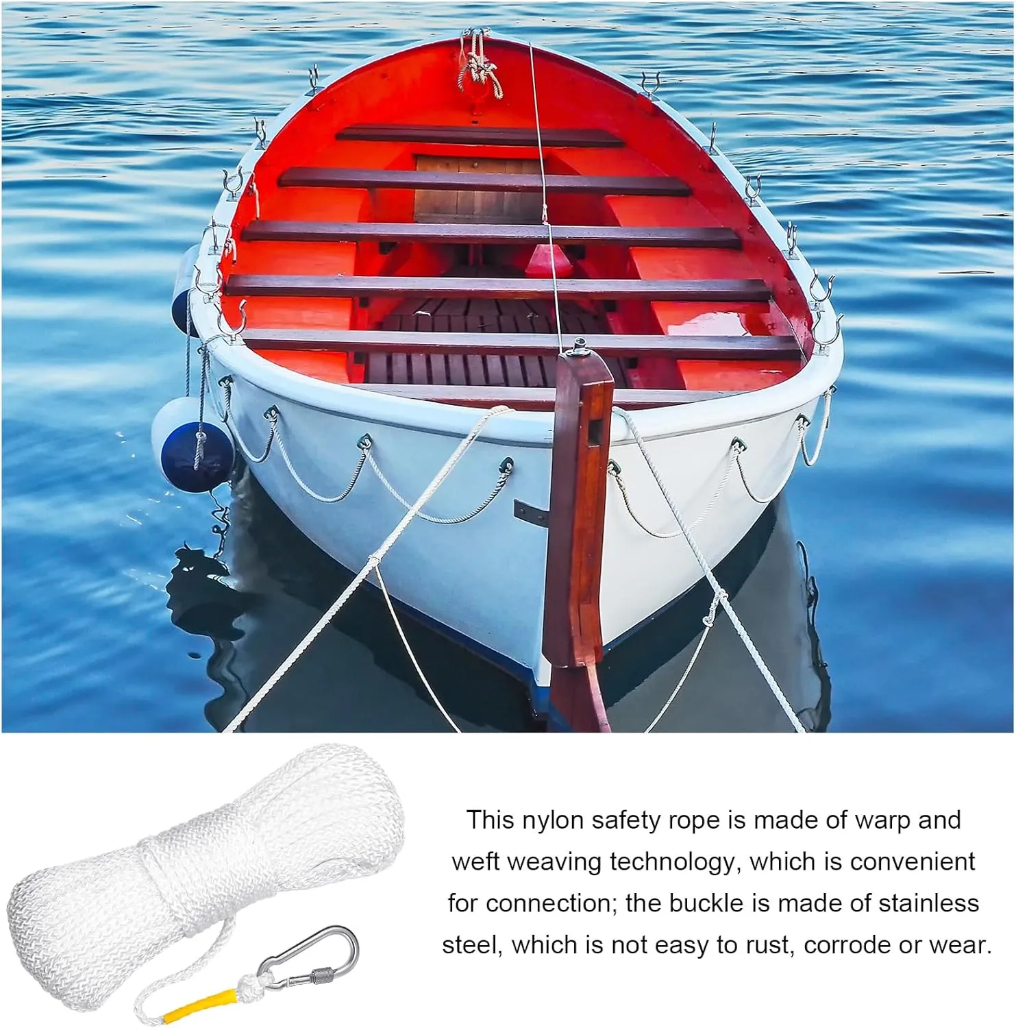 Shappy Water Floating Lifesaving Rope Dock Lines Boat Rope Braided Polypropylene Outdoor Throwing Lines for Life Preserver Ring Anchor Heaving Line with Spring Hook