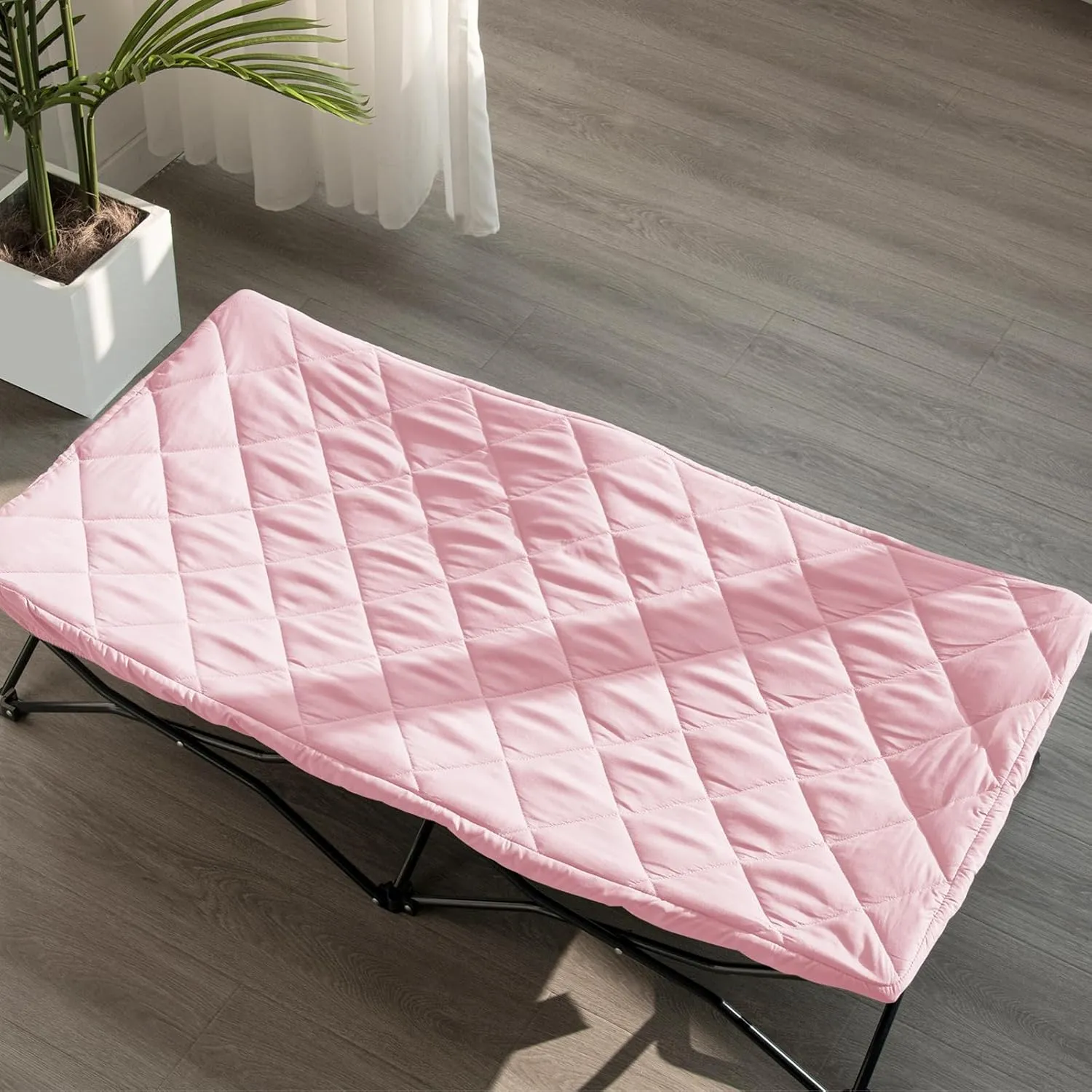 Sheet for Regalo My Cot Portable Toddler Bed, Joovy Travel Cot (Sheet Only, Bed not Included), Quilted Soft Padded Cover, Pink, 48''×24.5''