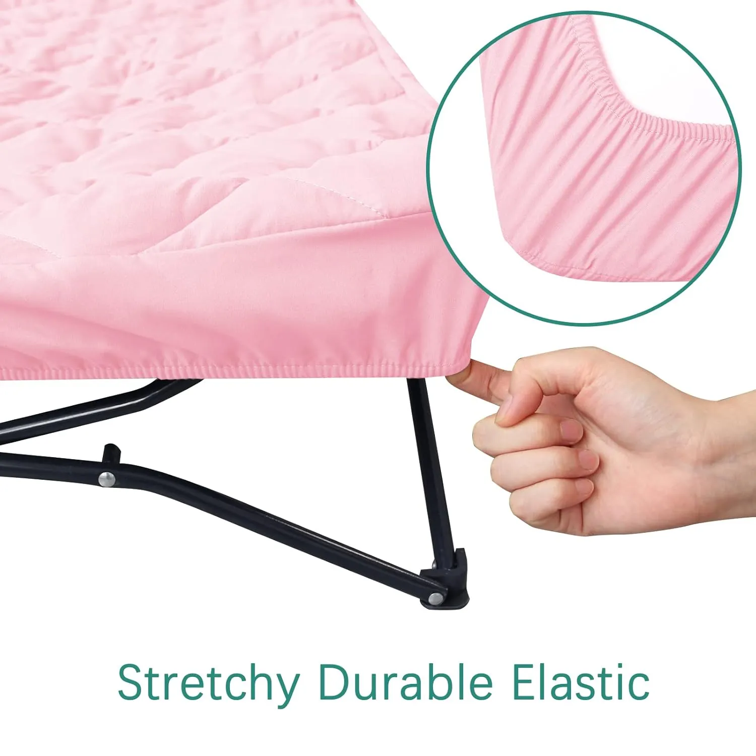 Sheet for Regalo My Cot Portable Toddler Bed, Joovy Travel Cot (Sheet Only, Bed not Included), Quilted Soft Padded Cover, Pink, 48''×24.5''