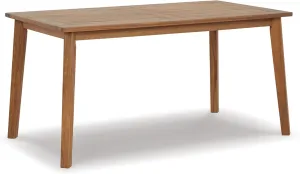Signature Design by Ashley Janiyah Contemporary Outdoor Acacia Wood Dining Table with Umbrella Hole, Light Brown