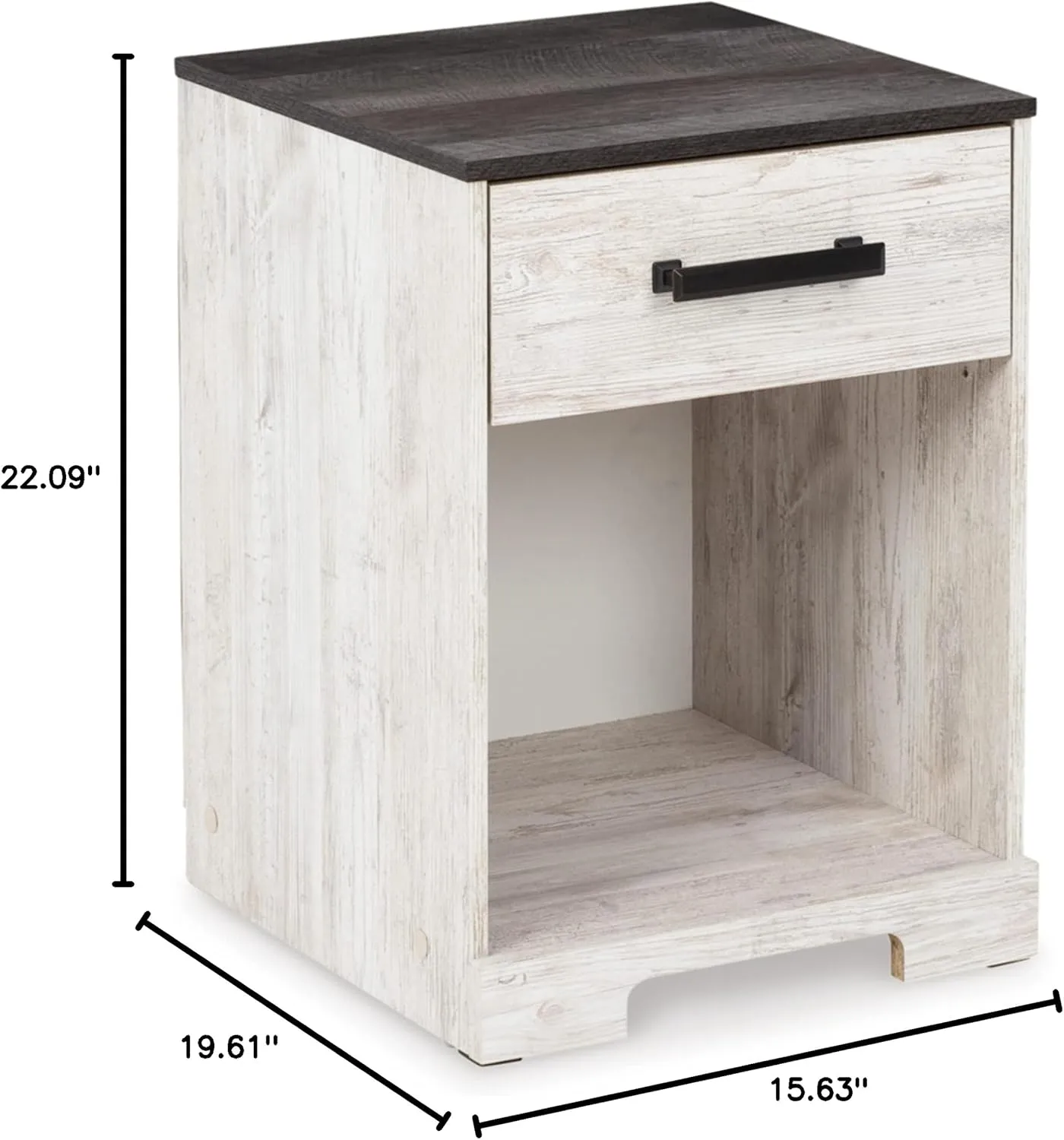 Signature Design by Ashley Shawburn 1 Drawer Night Stand Nightstand, 22.09" Tall, Whitewash & Gray