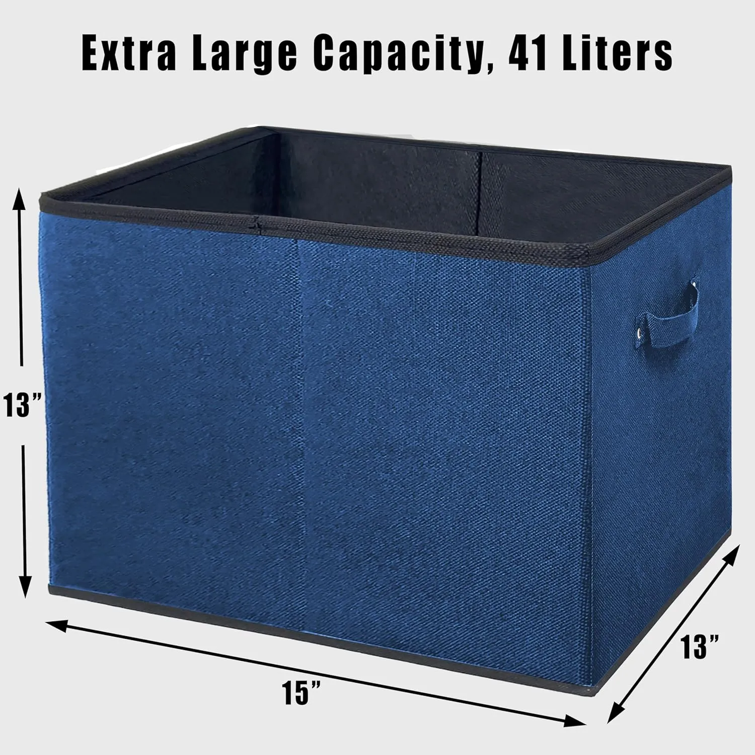 Simple Houseware 15 x 13 Inch Collapsible Fabric Storage Bin with Handles, 2 Pack, Steel Blue