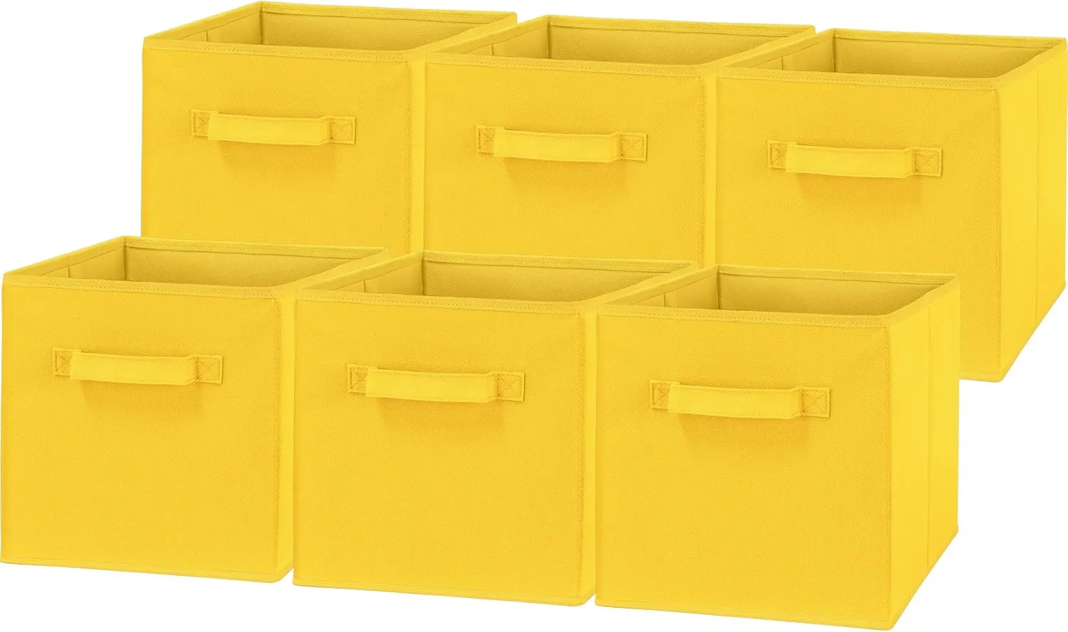 Simple Houseware Foldable Cube Storage Bin, Yellow - 6 Pack