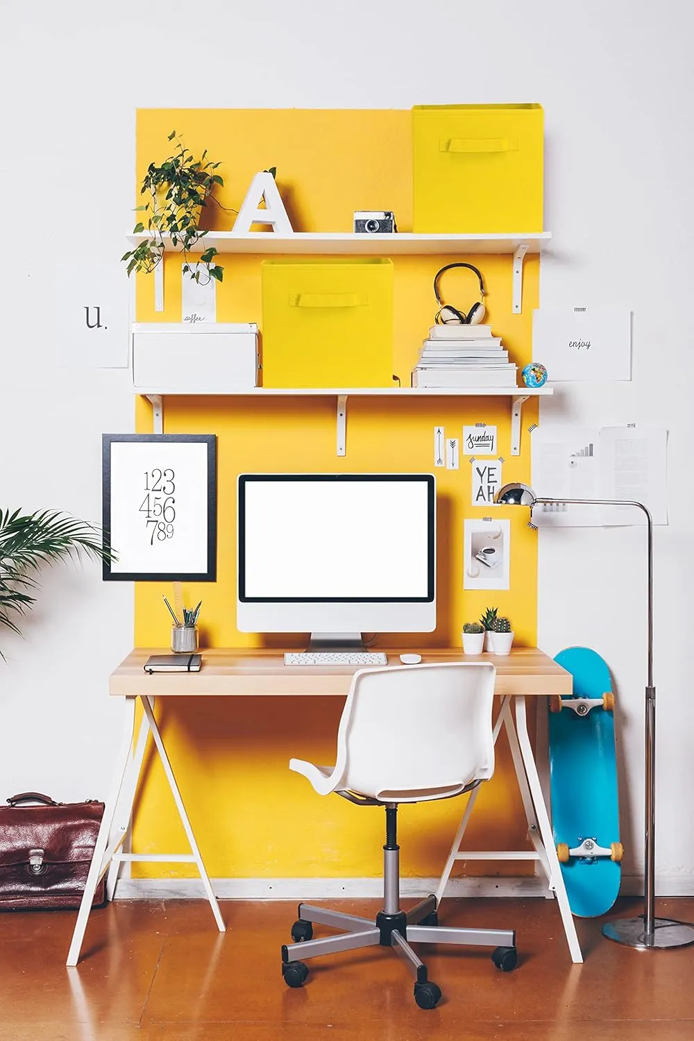 Simple Houseware Foldable Cube Storage Bin, Yellow - 6 Pack