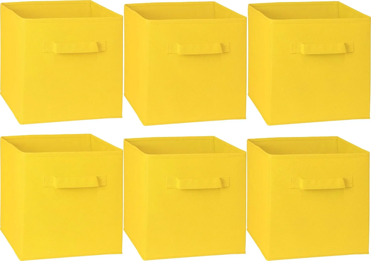 Simple Houseware Foldable Cube Storage Bin, Yellow - 6 Pack