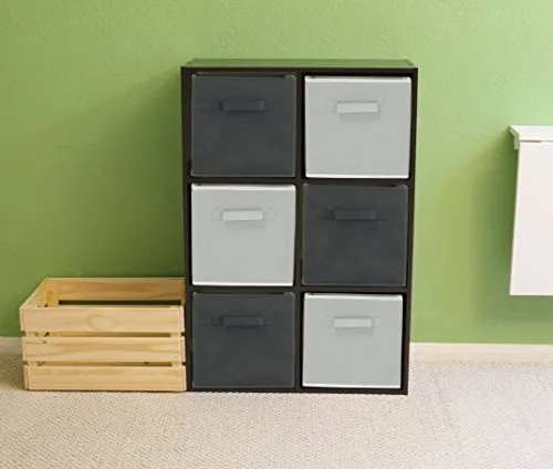 SimpleHouseware Storage Bin Cube Foldable Organizer, Grey - Pack of 6