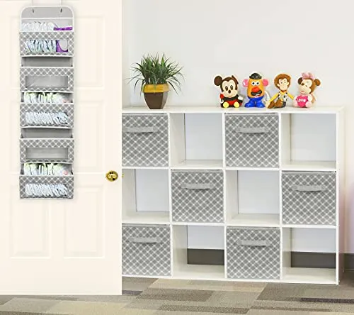 SimpleHouseware Storage Bin Cube Foldable Organizer, Grey - Pack of 6