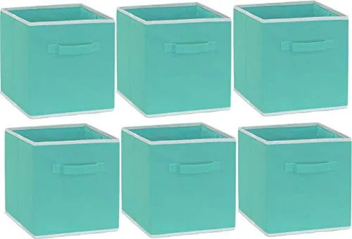 SimpleHouseware Storage Bin Cube Foldable Organizer, Grey - Pack of 6