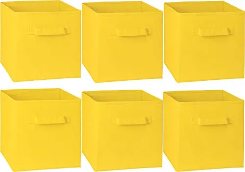 SimpleHouseware Storage Bin Cube Foldable Organizer, Grey - Pack of 6