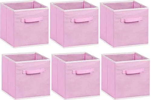 SimpleHouseware Storage Bin Cube Foldable Organizer, Grey - Pack of 6