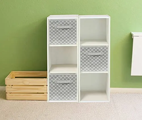 SimpleHouseware Storage Bin Cube Foldable Organizer, Grey - Pack of 6