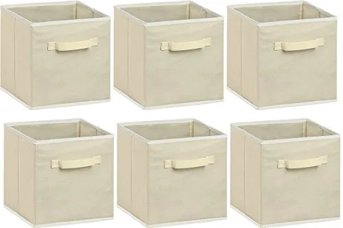SimpleHouseware Storage Bin Cube Foldable Organizer, Grey - Pack of 6