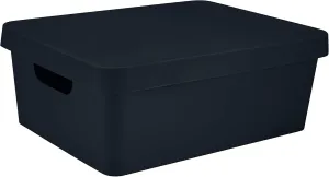 Simplify Medium Vinto Storage Box | Click Tight Lid | Stackable | Home Organization | Bathroom | Accessories | Toys | Closet | 2 Handles | Black