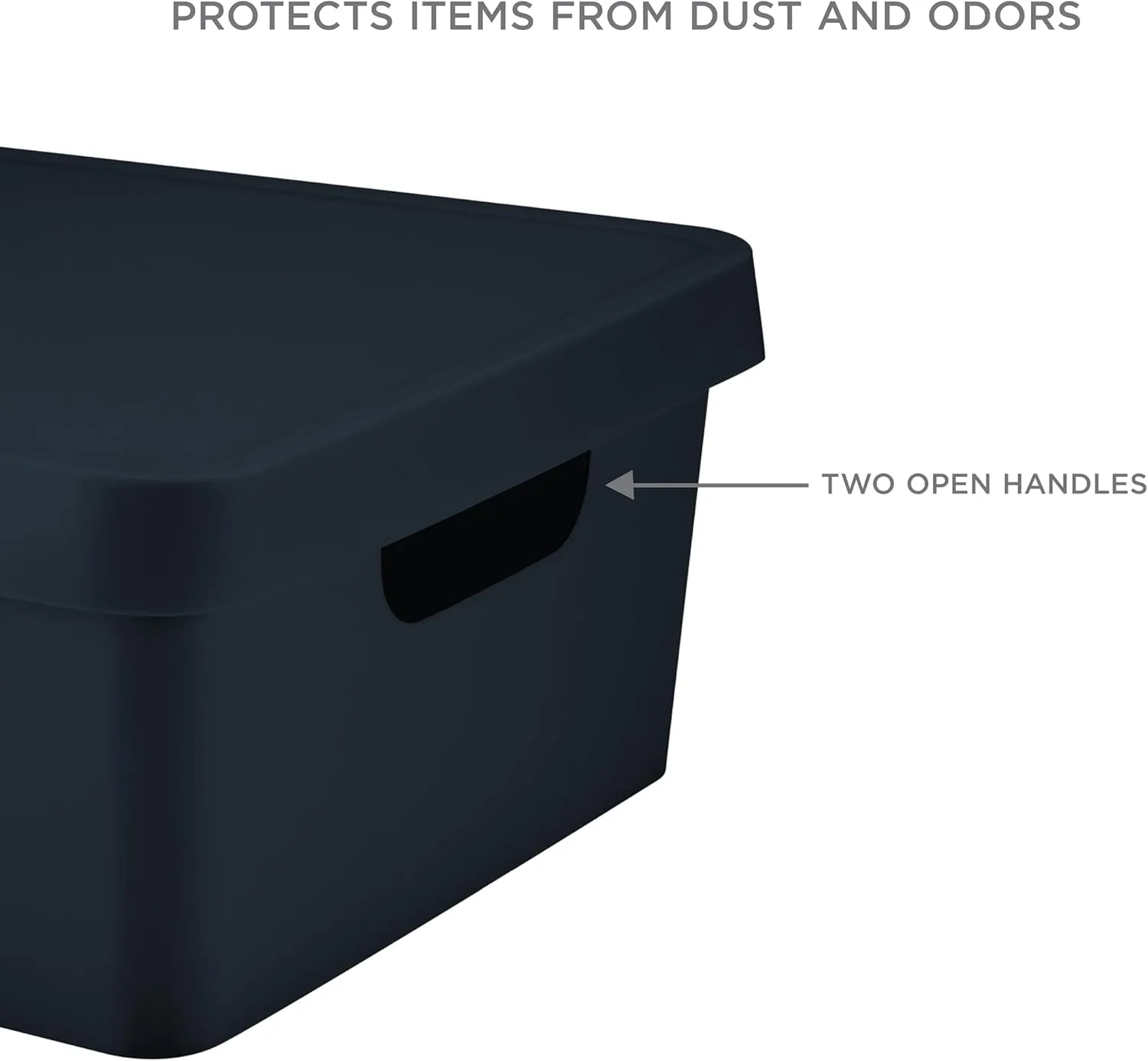 Simplify Medium Vinto Storage Box | Click Tight Lid | Stackable | Home Organization | Bathroom | Accessories | Toys | Closet | 2 Handles | Black