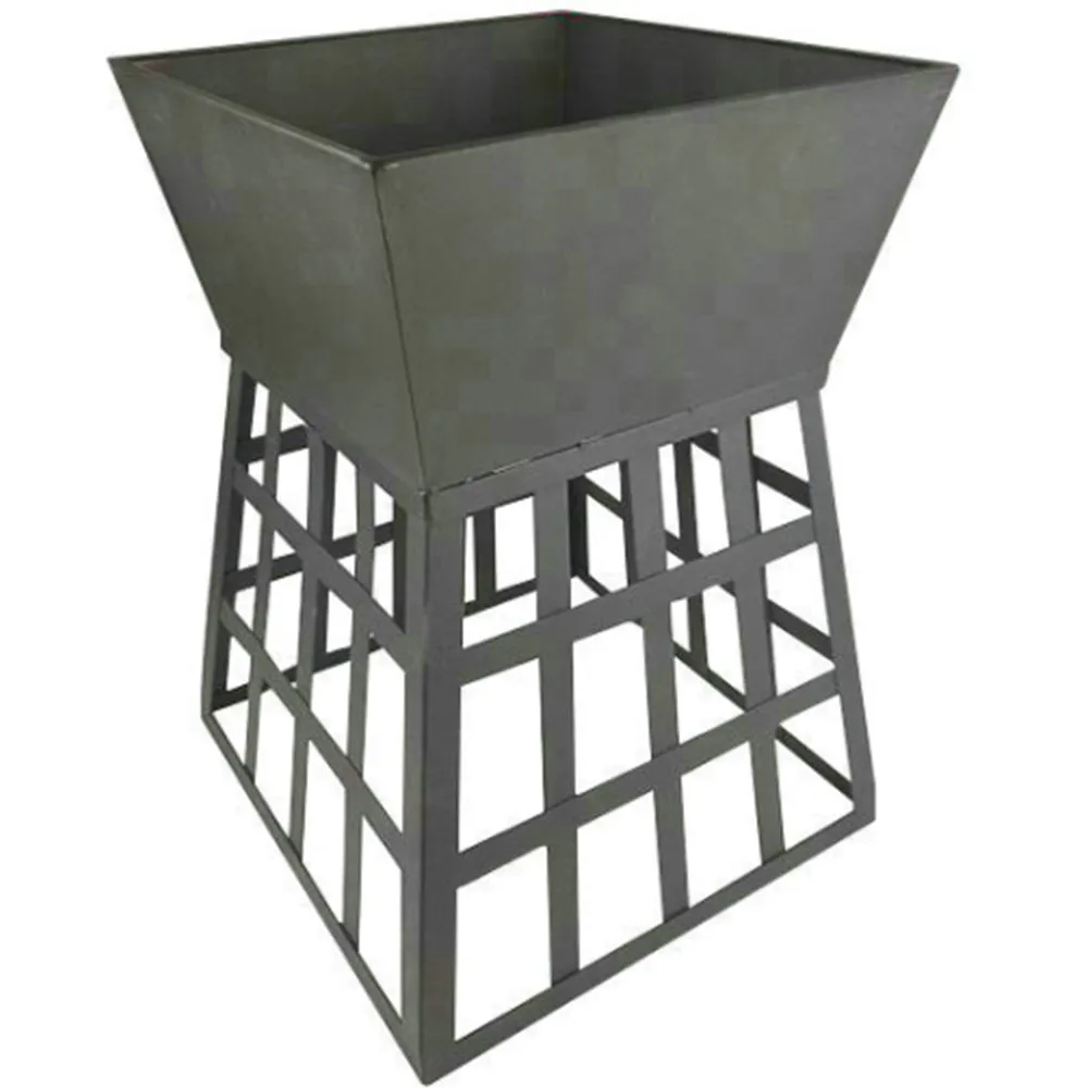 SKONYON Outdoor Fire Pit Wood Burning Portable and Detachable Design Square Multifunction 2 in 1 Charcoal Burner Fire Pit BBQ Grill