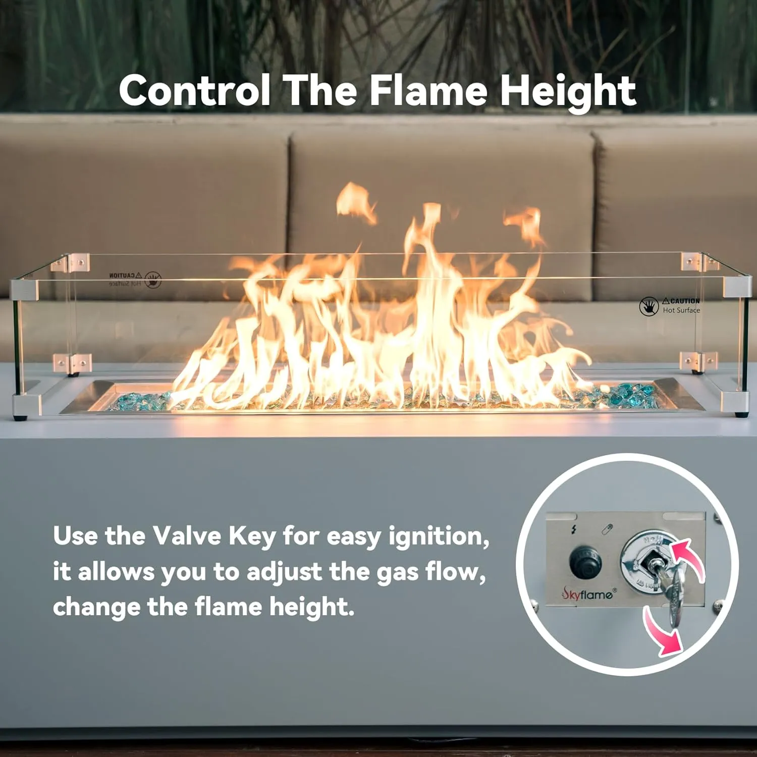 Skyflame 36 x 12 Inch Rectangular Fire Pit Pan Kit, Stainless Steel Drop-in Fire Pit Pan and Burner, Come with Spark Ignition and Propane Hose, Indoor/Outdoor Fire Table DIY Decorative
