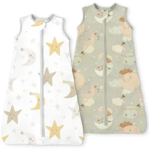 Sleep Sack 0-6 Months 2-Pack,0.5 TOG Summer Wearable Blanket with 2-Way Safe Zippers,Soft Sleeping Bag for Babies