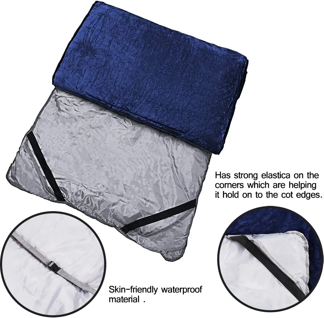 Sleeping Cot Pads (75" x 28") with Elastic Straps Portable for Outdoor & Hiking, Cotton Soft Thick Camping Cot Pad,Waterproof