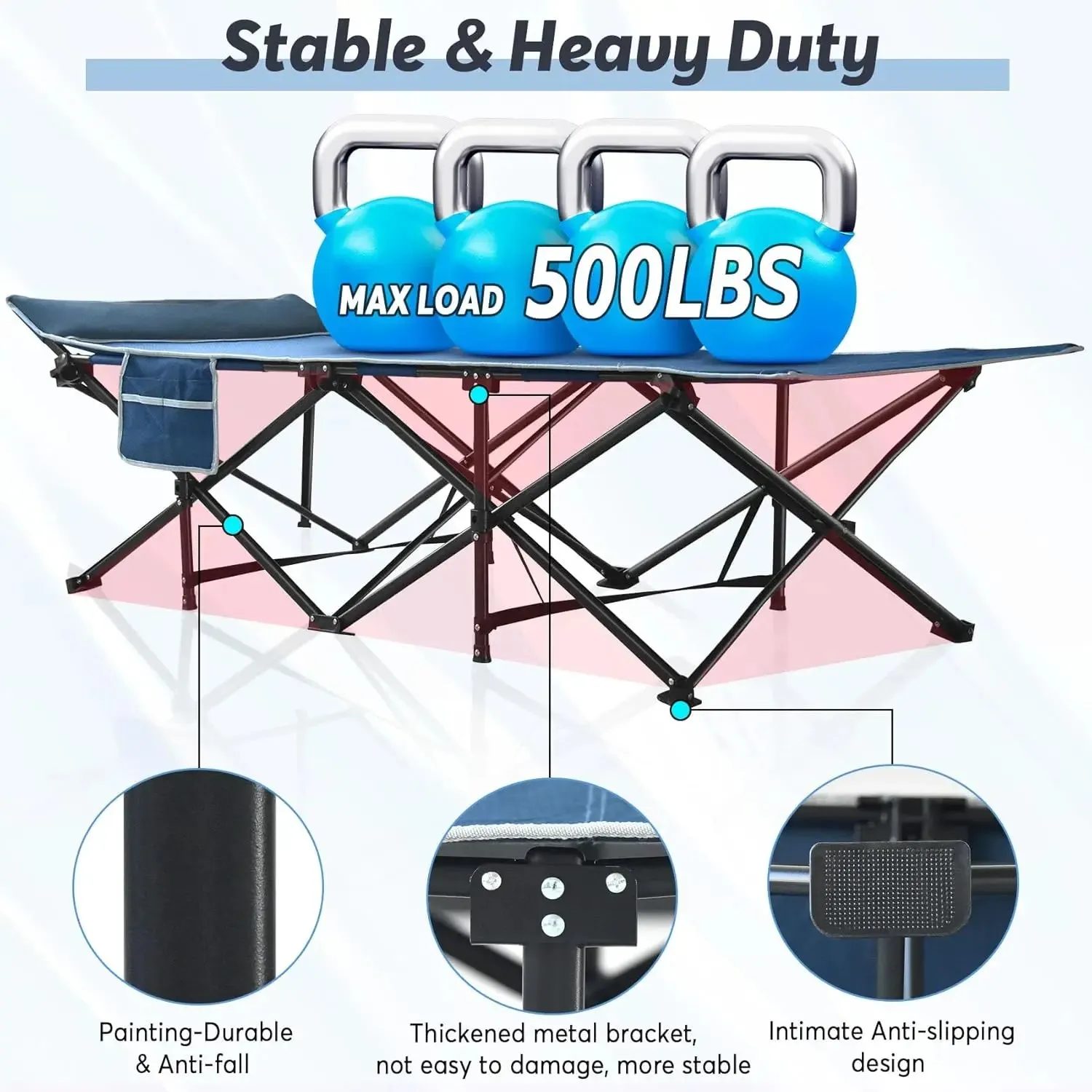 Slendor XXL Folding Camping Cot - Oversized 79" x 32" Camp Cot with Mattress and Carry Bag for Adults