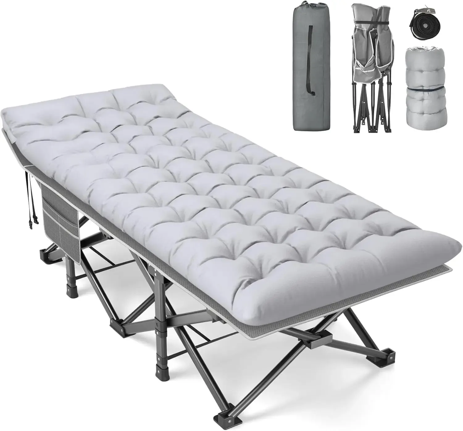 Slendor XXL Folding Camping Cot - Oversized 79" x 32" Camp Cot with Mattress and Carry Bag for Adults