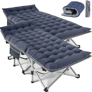 Slsy Folding Camping Cot for Adults with Mattress, Portable Sleeping Cots, Camp Bed with Carry Bag for Outdoor Travel, Beach, Hiking