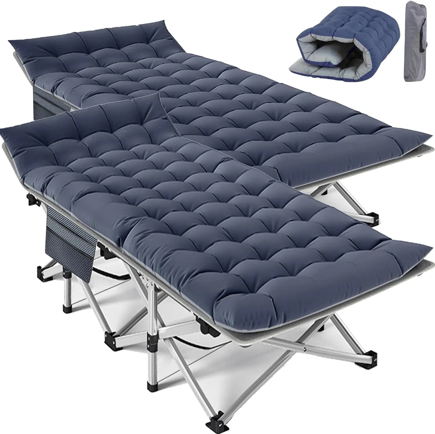 Slsy Folding Camping Cot for Adults with Mattress, Portable Sleeping Cots, Camp Bed with Carry Bag for Outdoor Travel, Beach, Hiking