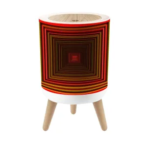 Small Trash Can with Lid 3D Optical Illusion Colorful Realistic Concentric Squares Vibrant Red Round Press Top Garbage Can with Legs Trash Bin Waste Basket for Kitchen Bedroom Bathroom 7L/1.8 Gallon