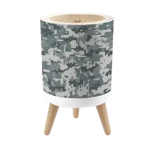 Small Trash Can with Lid Camouflage Seamless Round Press Top Garbage Can with Legs Trash Bin Waste Basket for Kitchen Bedroom Bathroom 7L/1.8 Gallon