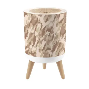 Small Trash Can with Lid Desert camouflage military pattern camouflage pattern for clothing Round Press Top Garbage Can with Legs Trash Bin Waste Basket for Kitchen Bedroom Bathroom 7L/1.8 Gallon