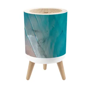 Small Trash Can with Lid Noosa Sunrise Scene Beautiful Sand Surfers Water Round Press Top Garbage Can with Legs Trash Bin Waste Basket for Kitchen Bedroom Bathroom 7L/1.8 Gallon