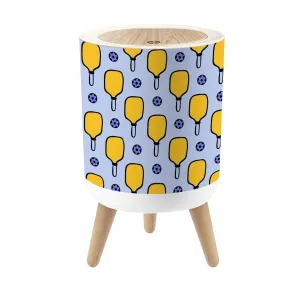 Small Trash Can with Lid pickleball balls paddle Sport seamless doodle paddle Design for print Round Press Top Garbage Can with Legs Trash Bin Waste Basket for Kitchen Bedroom Bathroom 7L/1.8 Gallon