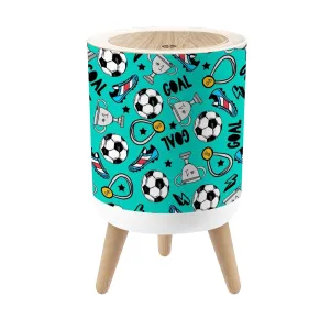 Small Trash Can with Lid Seamless football for textile fabric stationery socks kids clothes Round Press Top Garbage Can with Legs Trash Bin Waste Basket for Kitchen Bedroom Bathroom 7L/1.8 Gallon