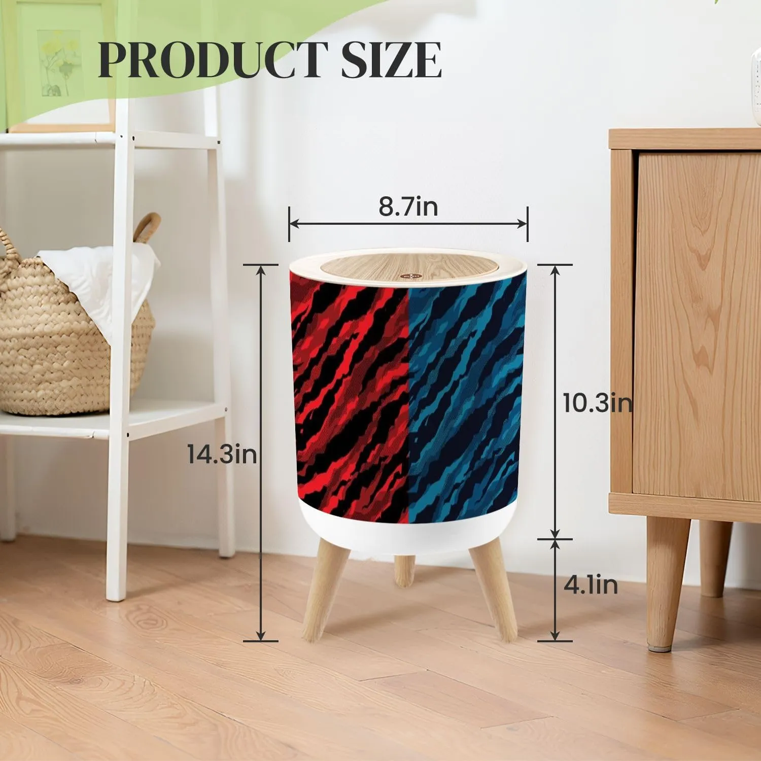 Small Trash Can with Lid Seamless halftone camouflage abstract pattern Military Camouflage Round Press Top Garbage Can with Legs Trash Bin Waste Basket for Kitchen Bedroom Bathroom 7L/1.8 Gallon