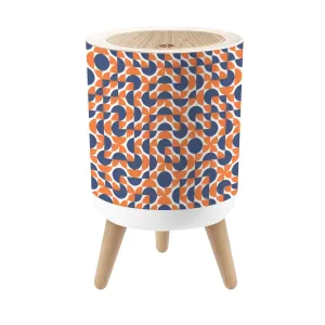 Small Trash Can with Lid Seamless Tiles red White Blue Mid Century Geometric Textile Round Press Top Garbage Can with Legs Trash Bin Waste Basket for Kitchen Bedroom Bathroom 7L/1.8 Gallon