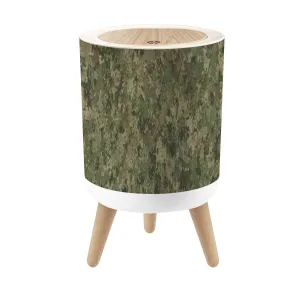 Small Trash Can with Lid Texture Military Camouflage Green Hunting Round Press Top Garbage Can with Legs Trash Bin Waste Basket for Kitchen Bedroom Bathroom 7L/1.8 Gallon