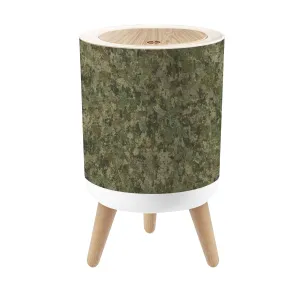 Small Trash Can with Lid Texture Military Camouflage Green Hunting Round Press Top Garbage Can with Legs Trash Bin Waste Basket for Kitchen Bedroom Bathroom 7L/1.8 Gallon