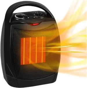 Smart Space Electric Heater, Adjustable Thermostat/Temperature detection/Timer,Fast Heating, Portable Fan Heater with 3 Heat Settings,Built-in Overheat & Tip-Over Protection (Black)