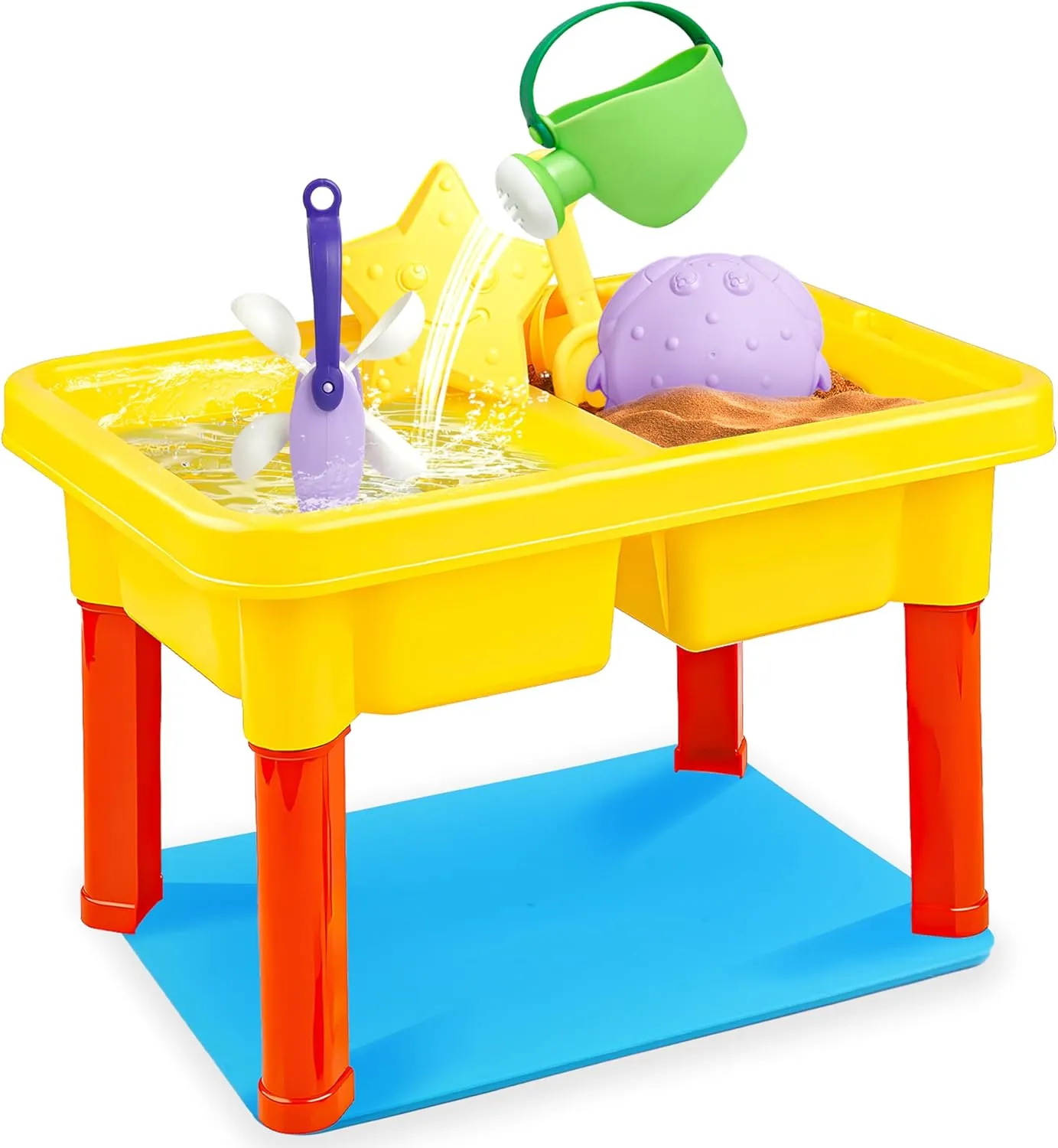 SMILESSKIDDO Kids Sand and Water Table for Toddlers - 2 in 1 Activity Sensory bin watertable with Lid, Sand Beach Toys for Boys Age 1-3 3-5 4-8 Year Old