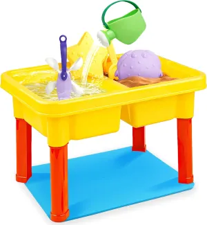 SMILESSKIDDO Kids Sand and Water Table for Toddlers - 2 in 1 Activity Sensory bin watertable with Lid, Sand Beach Toys for Boys Age 1-3 3-5 4-8 Year Old