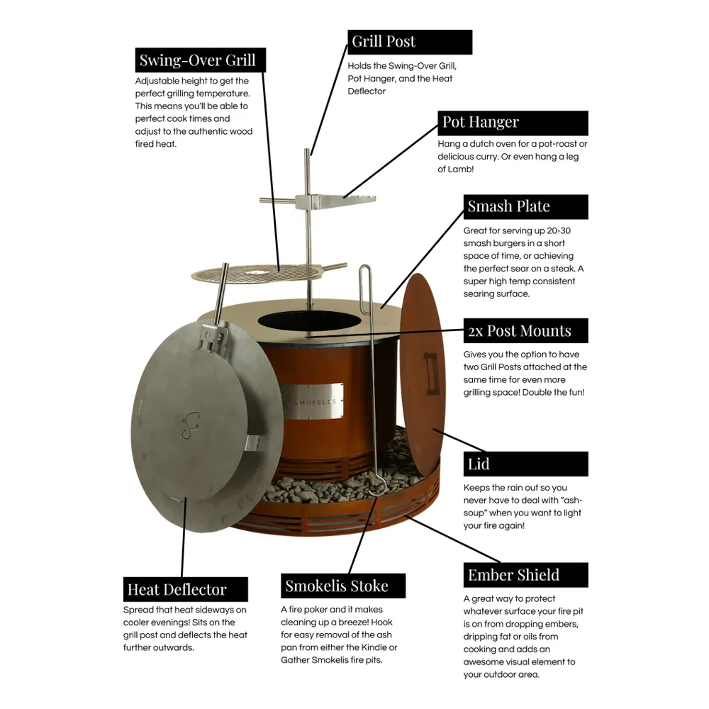 Smokelis Kindle - Corten Stainless Smokeless Fire Pit