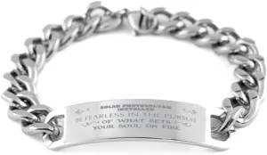 Solar Photovoltaic Installer Bracelet, Be Fearless in The Pursuit of What Sets Your Soul on fire, Cuban Link Chain Necklace, Solar Photovoltaic Installer Gift