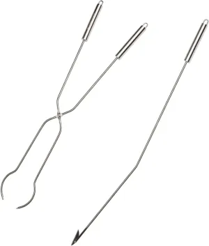 Solo Stove Stainless Steel Fire Pit Tools Tongs for Wood in Fire Pit Includes 2 pieces. 36.5 inch Fire Pit Wood Grabber Poker and 32 inch Grabber Great for Outdoor Fire Pits and Fire Pit Accessories