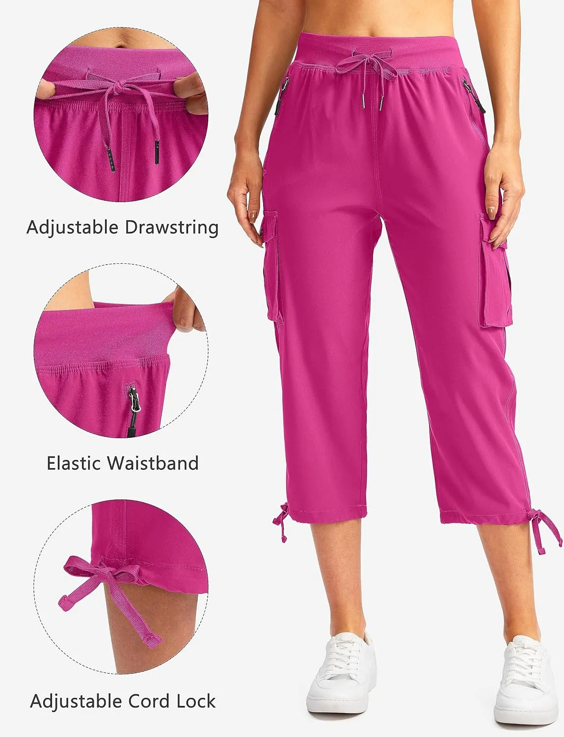 Soothfeel Women's Cargo Capris Pants with 6 Pockets Lightweight Quick Dry Travel Hiking Summer Pants for Women Casual