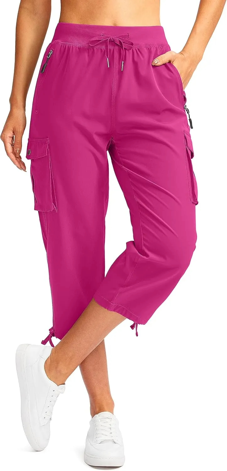 Soothfeel Women's Cargo Capris Pants with 6 Pockets Lightweight Quick Dry Travel Hiking Summer Pants for Women Casual