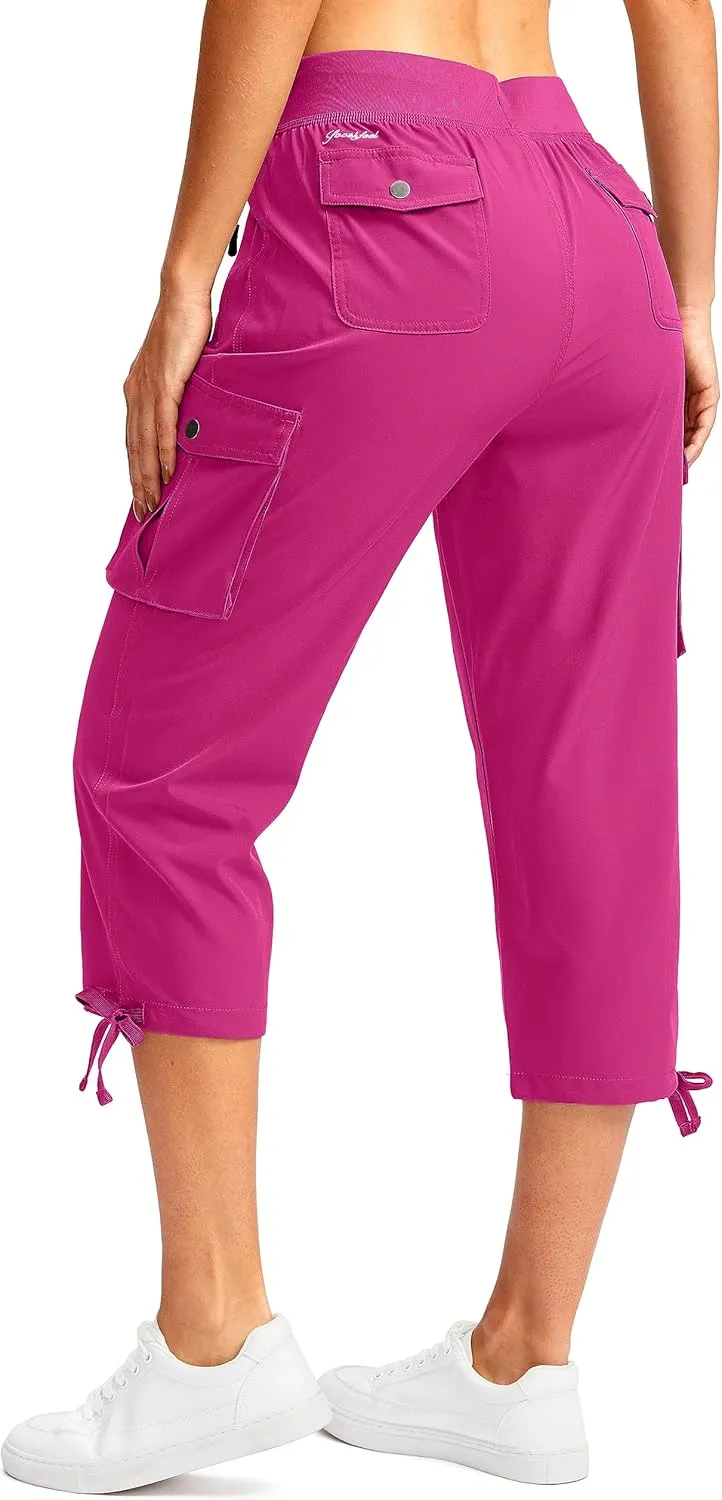 Soothfeel Women's Cargo Capris Pants with 6 Pockets Lightweight Quick Dry Travel Hiking Summer Pants for Women Casual
